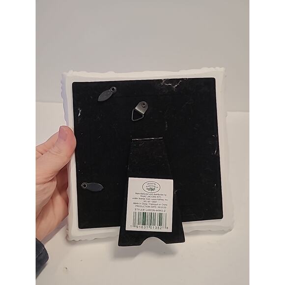 Laura Ashley White Gold Picture Frame Textured Resin 4 X 4 Baby Shower Bridal - Picture 5 of 6